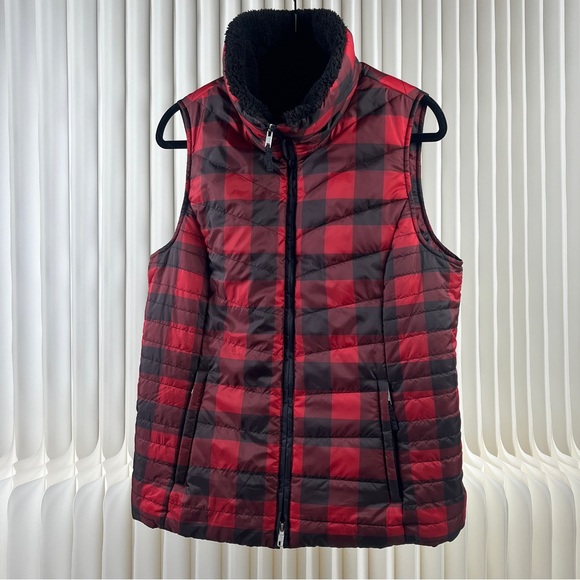 Talbots Jackets & Blazers - Talbots Women’s Red and Black Buffalo Plaid Primaloft Sherpa Vest